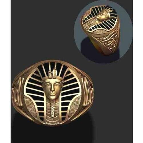 Fashion Trendy Vintage Ancient Egypt Sphinx Hip Hop Punk Rock Gold Ring for Men Women Luxury Rings Male Jewelry Wholesale