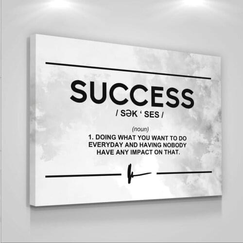 White Black Motivational Poster Success Quotes Drawing Canvas On Wall Art Painting Home Office Room Decoration Picture Frameless