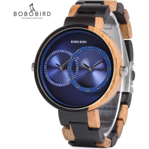 BOBO BIRD Luxury Men Watch Couple Watches Two Different Time Zone Display with Special Color New Design reloj mujer C-R10