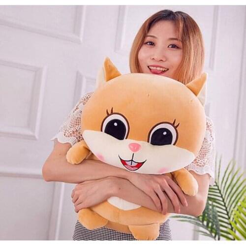 Kawaii Big Eyes Squirrel Plush Toy Soft Cartoon Animal Squirrel Filled Doll Home Decoration Toy Children Pillow Girl Best Gift