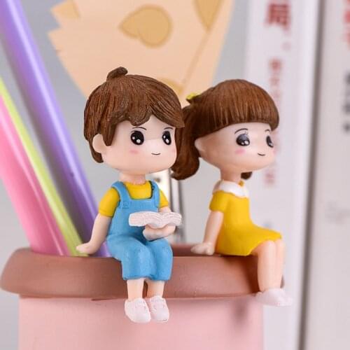 Girl Boy Lover Set Cartoon Figurine Model Garden Fairy Decor Glass Ornament Home Decoration Miniature Dwarf Doll DIY Accessories