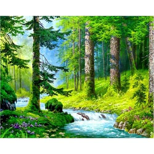 Tree Diamond Embroidery Wall Stickers Scenic Square Diamond Painting Cross Stitch Picture Rhinestones Handmade Diamond Mosaic