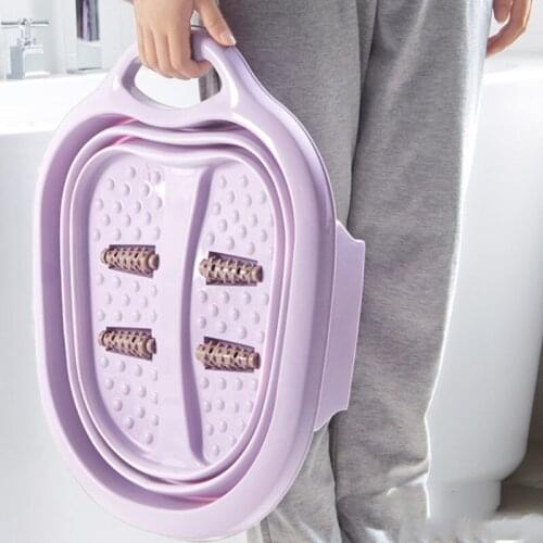 New Roller Folding Foot Tub Portable Foot Bath Bucket Wash Foot Basin Home Travel Feet-Washing Basin