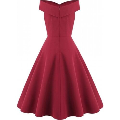 2021 New Womens Retro Dresses New Arrival Eu & Us Evening Wear A-Line Skirt One-Shoulder Big Swing Skirt Cocktail Dress