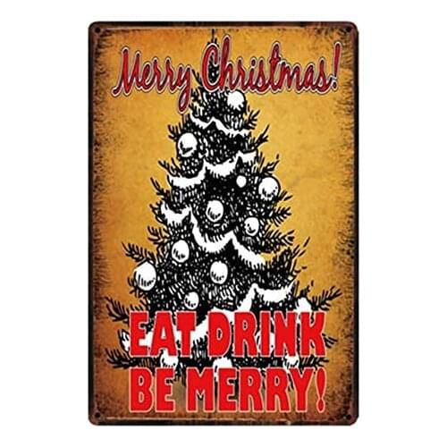 Christmas Tree Vintage Style Metal Sign Iron Painting for Indoor & Outdoor Home Bar Coffee Kitchen Wall Decor 8 X 12 Inch