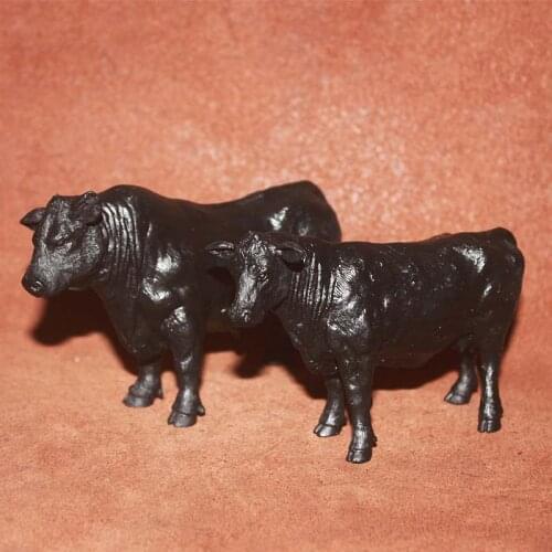 Solid pvc figure animal simulation animal model toys children cognitive birthday gift Black Angus Bulls 2pcs/set