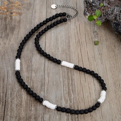 New fashion retro necklace for men and women matte black natural tiger eye stone black gallstone coconut shell jewelry gifts