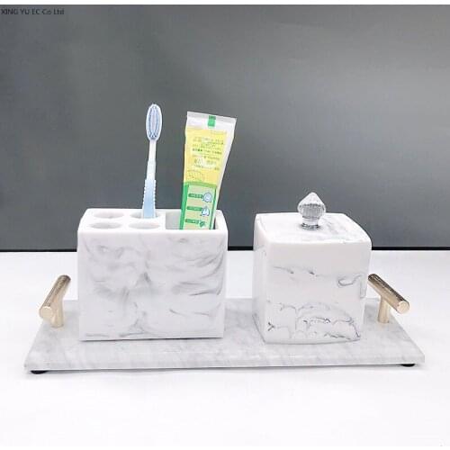 Simple Electric Toothbrush Holder Base Creative Bathroom Marble Texture Bathroom Toilet Set Mouthwash Cup Bathroom Decoration