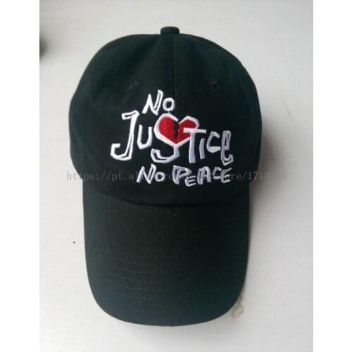 No Justice No Peace Dad Cap Strapback Hat Black And Denim