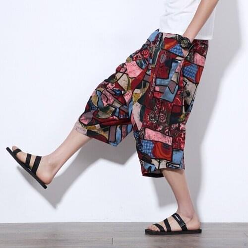 Lovers Couples Men Summer Shorts Linen Print Holiday Shorts Beach Shorts SPA Swimsuit Beach Short Surf Clothing Holiday