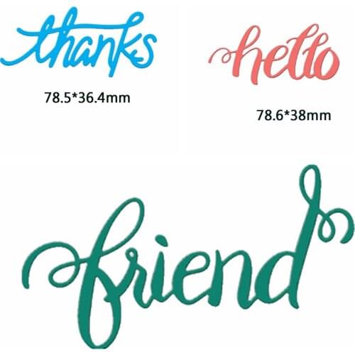 Hello Thanks Friends Words Cutting Dies Stencil Card Album Making Template Scrapbooking Decorative Handicraft Embossing Die Cut