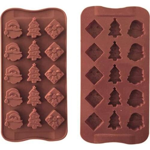 15 Holes Silicone Chocolate Mold Non-Stick Christmas Theme Cake Candy Tray DIY Pastry Ice-Creams Biscuit Mould Cake Decor Tools