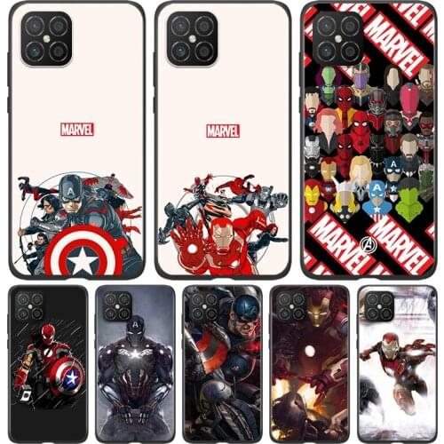 Silicone Cover Marvel Avengers superheroes For Huawei Nova 8 7i 6 5T 5i 5Z 4E 3i 3e 2i SE PRO Lite 4G 5G Black Phone Case