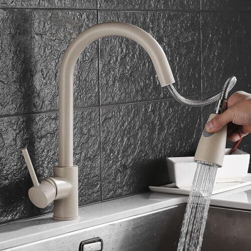 Newly Arrived Pull Out Kitchen Faucet Chrome/nickel/quartz stone look like Sink Mixer Tap 360 degree rotation kitchen mixer