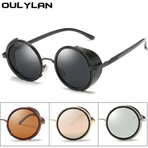 Oulylan Steampunk Sunglasses Women Round Glasses Goggles Men Circle Lens Unisex Vintage Retro Punk Windproof Sun Glasses