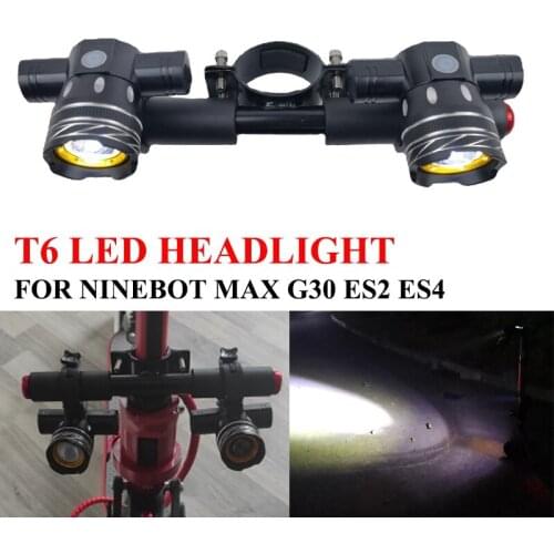 Electric Scooter LED Headlight USB Rechargeable Fog Lamp for Ninebot Max G30 ES2 ES4 T6 Spotlight, 1200MAh