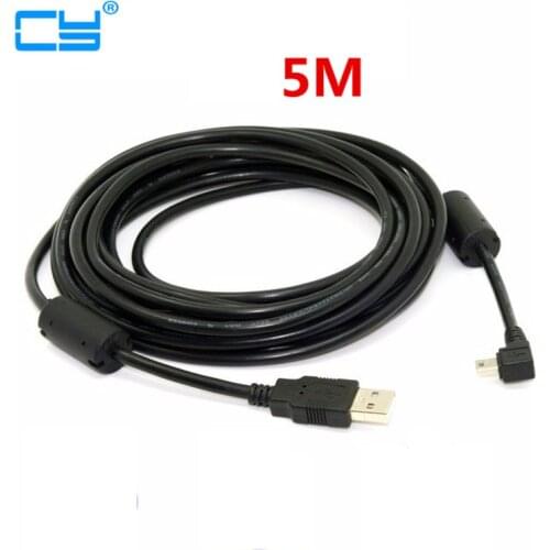 USB 2.0 Male to Mini USB Left & Right Angled 90 Degree Cable 0.5m 1.8m 5m 50cm 180cm for Camera MP4 Cell Phone Tablet Smartphone