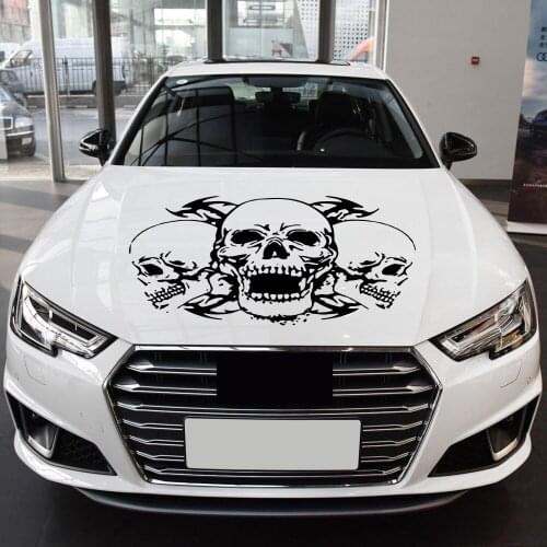 1Pc Skull Head Totem Auto Sticker Car Body Racing Side Door Long Stripe Stickers Auto Vinyl Decal Three Skull Totems Car Decal