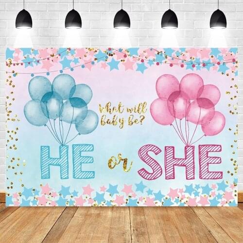 Balloon Gender Reveal Party Boy Or Girl Newborn Baby Shower Birthday Backdrop Vinyl Photography Background Photophone Photozone