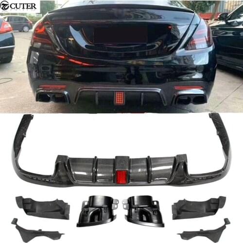 W222 S65 S500 Carbon fiber FRP Rear Bumper Diffuser Exhaust Tips for Benz W222 S600 S320 Car body kit 19-20