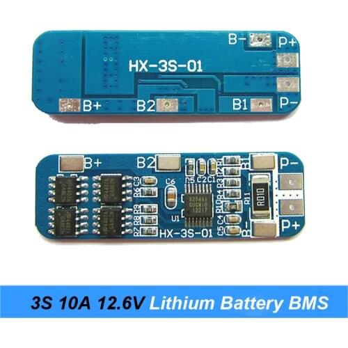3S 10A 12V Lithium Battery Charger Protection Board Module for 3pcs 18650 Lipo Li-ion Battery Cell Charging BMS 11.1V 12.6V