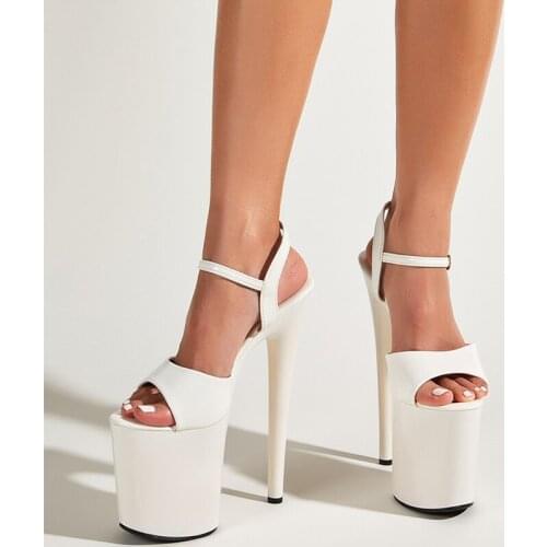 Black Sandals 20cm High Heel Sandals Sexy Stripper Shoes Women Gladiator Platform Sandals Summer Party Shoes Fashion Stiletto