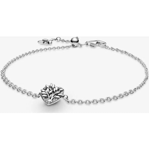 100% 925 Sterling Silver Heart Family Tree Chain Bracelets for Women Fashion Jewelry Bracelets & Bangles Argent S925 2021 New