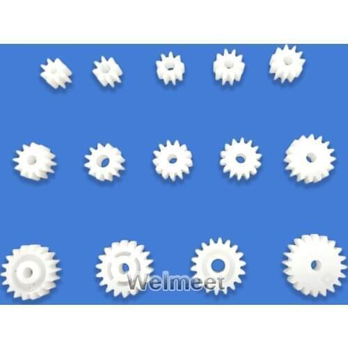 10PCS 8T 9T 10T 11T 12T 13T 14T 16T 18T 20T Teeth 0.5 Modulus 2.0mm Hole Spindle Plastic Gear Motor Shaft Reduction