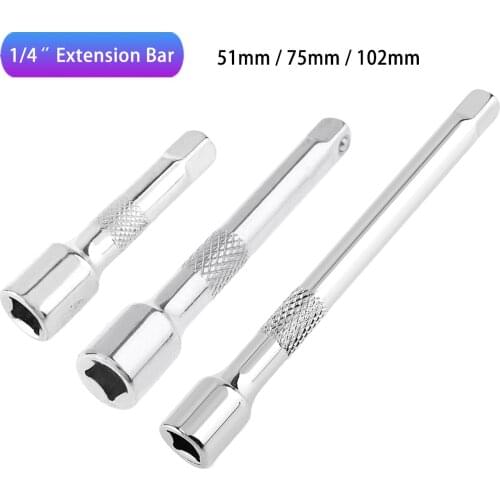 1/4 Inch Chromed Steel Extension Bar Socket Wrench 102MM Drive Ratchet Socket Wrench Power Drill Adapter for Installation