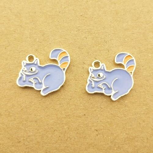 10pcs 14x15mm enamel cat charm for jewelry making cute earring pendant bracelet necklace charms diy charm