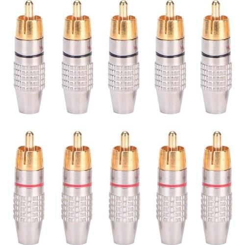 10PCS RCA Male Connector AV Plug Free Soldering Audio and Video Plug for Audio Cable Plug Video CCTV Camera Solder-Free