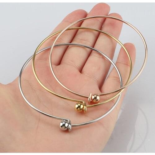 100% Stainless Steel 2mm Wire Expandable Bracelet Base Adjustable Bangle DIY Charm Bracelets Bangle 60mm 10pcs