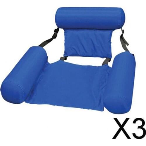 3xInflatable Floating Water Hammock Float Pool Lounge Bed Blue