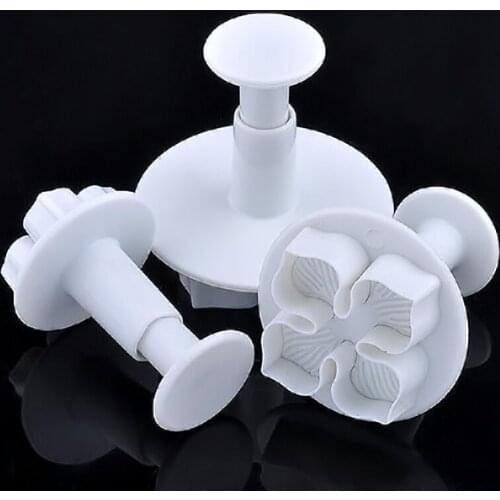 3 pcs/set Plastic flower mold Cupcake Cookie Cutter Sugar Craft Plunger Fondant cake decorating tools Kitchen accessories A130