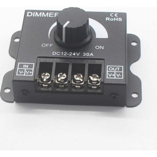 30A LED Dimmer DC 12V 24V 360W Adjustable Brightness Lamp Bulb Strip Driver Single Color Light Power Supply Controller 5050 3528