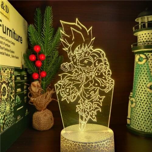 Acrylic 3d Lamp Dragon Ball Z Super Saiyan 2 Sun Goku Figures for Kids Children LED Night Light Anime Dragonball Goku Manga Lamp