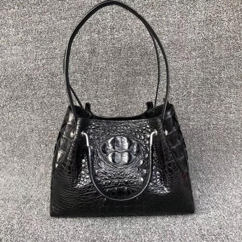 Authentic Exotic Crocodile Scales Skin Women Orange Purse Genuine Real Alligator Leather Lady Handbag Female Single Shoulder Bag
