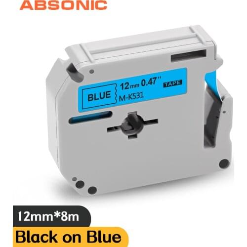 Bsionc MK-531 12mm Black on Bule Cassette Tape MK531M-K531 Compatible for Brother P-touch PT90 PTM95 PT80 PT100 PT110 PT65 PT70