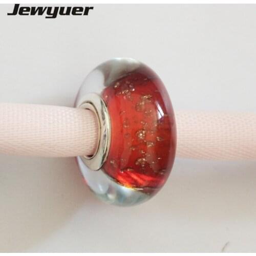 New Winter charms 925 sterling silver red Sparkling Murano glass beads fit charm bead DIY for Christmas gift fine jewelry BD164