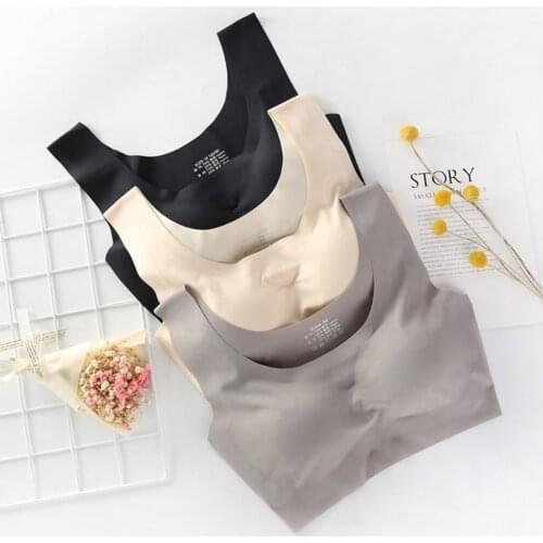 Women Upgrade Generation Ladies U-Shaped Seamless Bra Underwear Full Cup Running Gym Crop Top Push Up Ice Silk Lingerie