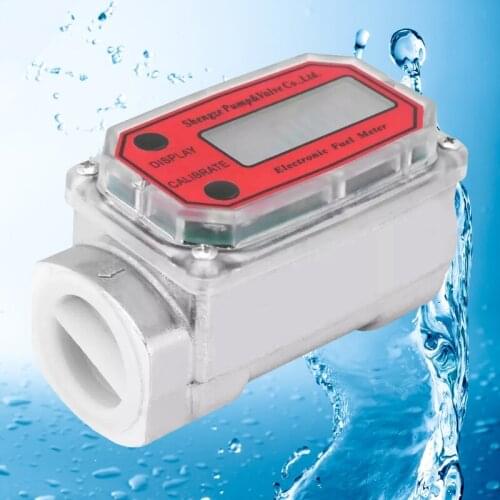 E7CB Digital Turbine Flowmeter Liquid Fuel Meter Gas Fuel Oil Flowmeter LCD Display Gasoline, Kerosene Flow Meter