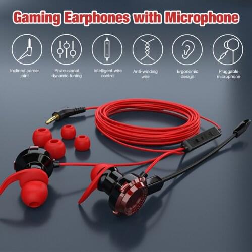 Gaming Earphones Noise Cancelling Stereo Gaming Headphone Earbuds In-ear Headset With Microphone Perfect For PC Laptops Phones