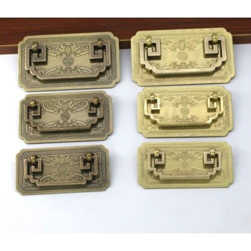 Chinese Furniture Copper Drawer Handle For Kithchen Cabinet Door Knobs Antique Bronze Squar Wardrobe Closet Pulls and Handles
