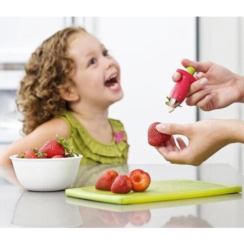 Strawberry Hullers Metal +Plastic Fruit Remove Stalks Device Tomato Stalks Strawberry Knife Stem Remover Fruit Slicer