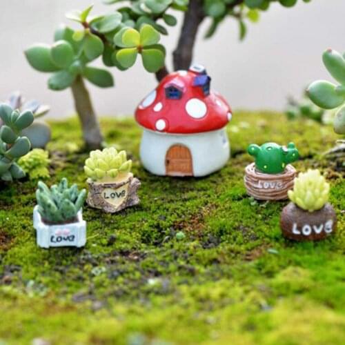 4PC Miniatures Decorations Simulation Succulents Potted Ornaments Home Resin Craft Garden Plant In Pots Bonsai Craft Decor