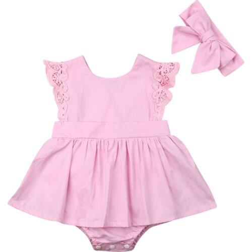 Newborn Baby Girl Lace Clothes Dress Romper Jumpsuit Bodysuit Sunsuit Outfit Set