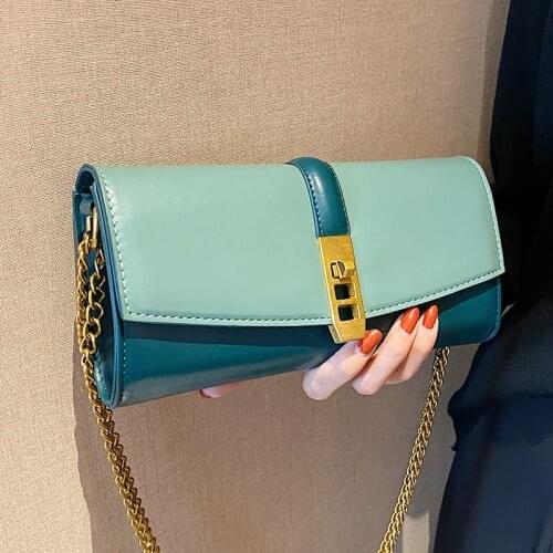 Small Green Womens Bag Luxury PU Leather Shoulder Bags Female 2021 Fashion Chain Crossbody Bags Solid Color Square Handbags Sac