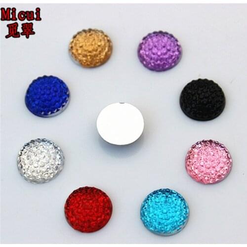 Micui 200PCS 10mm Round Rhinestone Flatback Mix color Acrylic Crystal Fancy Strass Crystals Stones For DIY Clothing Crafts ZZ636