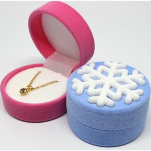 Lovely Velvet Snowflake Rings Necklace Boxes Jewelry Display Gift Box Case Christamas Present Box Mixedorder Wholesale 50pcs/lot