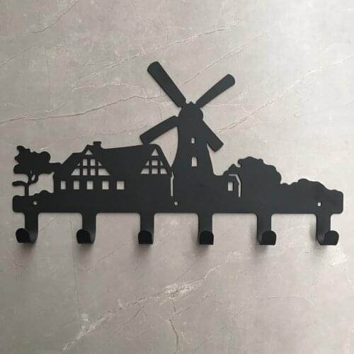 Home Kitchen Bathroom Holland Windmill Design Robe Hook 6 Hooks Coat/Hat/Bag/Key Unique Style Wall Hanger Home Improvement Decor